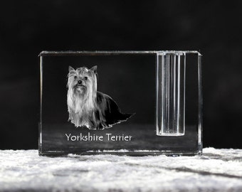 Yorkshire Terrier, crystal pen holder with dog, souvenir, decoration, limited edition, Collection