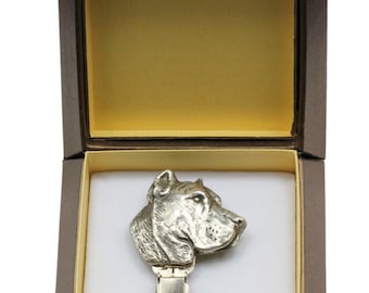 NEW, Canary Catch Dog, Canarian Molosser, dog clipring, in casket, dog show ring clip/number holder, limited edition, ArtDog