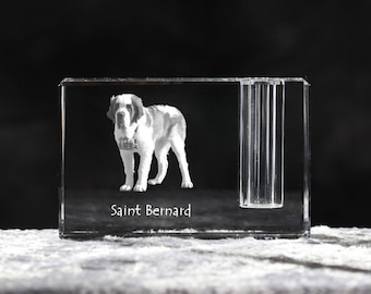 St. Bernard, crystal pen holder with dog, souvenir, decoration, limited edition, Collection