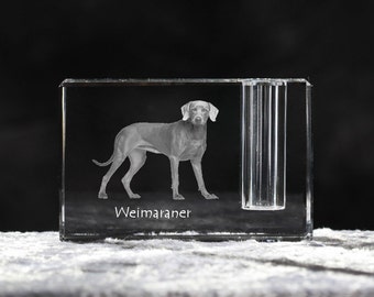 Weimaraner, crystal pen holder with dog, souvenir, decoration, limited edition, Collection