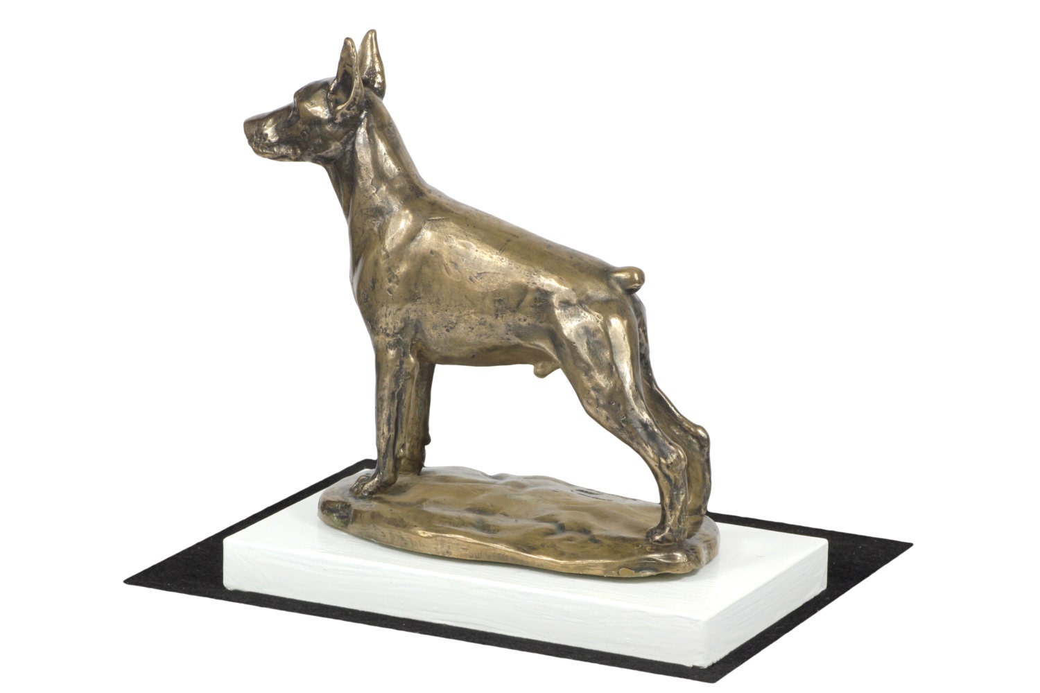 Dobermann coupé, statue de chien sur une base en bois, limitée Art Dog FR | eBay