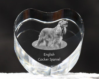 English Cocker Spaniel, crystal heart with dog, souvenir, decoration, limited edition, Collection