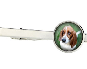 Basset Hound. Tie clip for dog lovers. Photo jewellery. Men's jewellery. Handmade