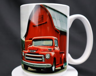 Father's Day Red Truck Coffee Mug Coffee Cup 15oz  with beautiful vibrant Colors | Mugs Dishwasher & Microwave Safe
