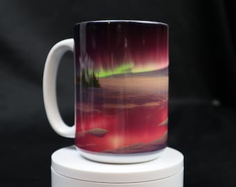 Northern Lights Coffee Mug Coffee Cup 15oz with Beautiful Vibrant Colors | Mugs Dishwasher & Microwave Safe