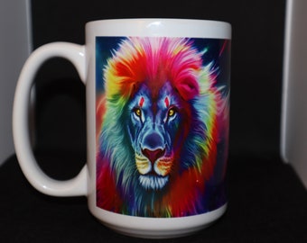 Beautiful Lion Ceramic Coffee Mug Coffee Cup 15oz with Motivational Quote | Mugs Dishwasher & Microwave Safe