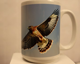 Hawk Ceramic Coffee Mug Coffee Cup 15oz with saying " Present Moment." Mugs Dishwasher & Microwave Safe