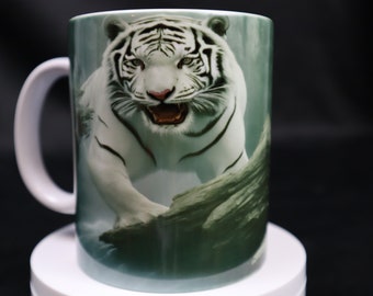 White Tiger Coffee Mug Coffee Cup 11oz with beautiful vibrant Colors | Mugs Dishwasher & Microwave Safe