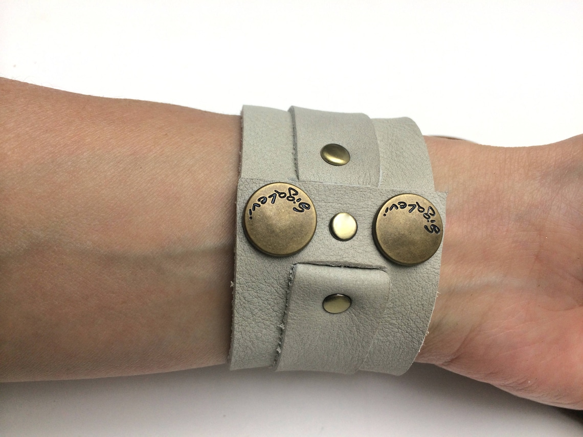 Wide Leather Band Watch Women Watchesbeige Leather Cuff Etsy