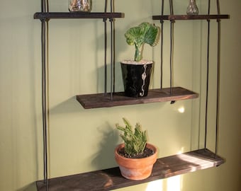 3 Tier Rustic Floating Wall and Window Plant Shelf.