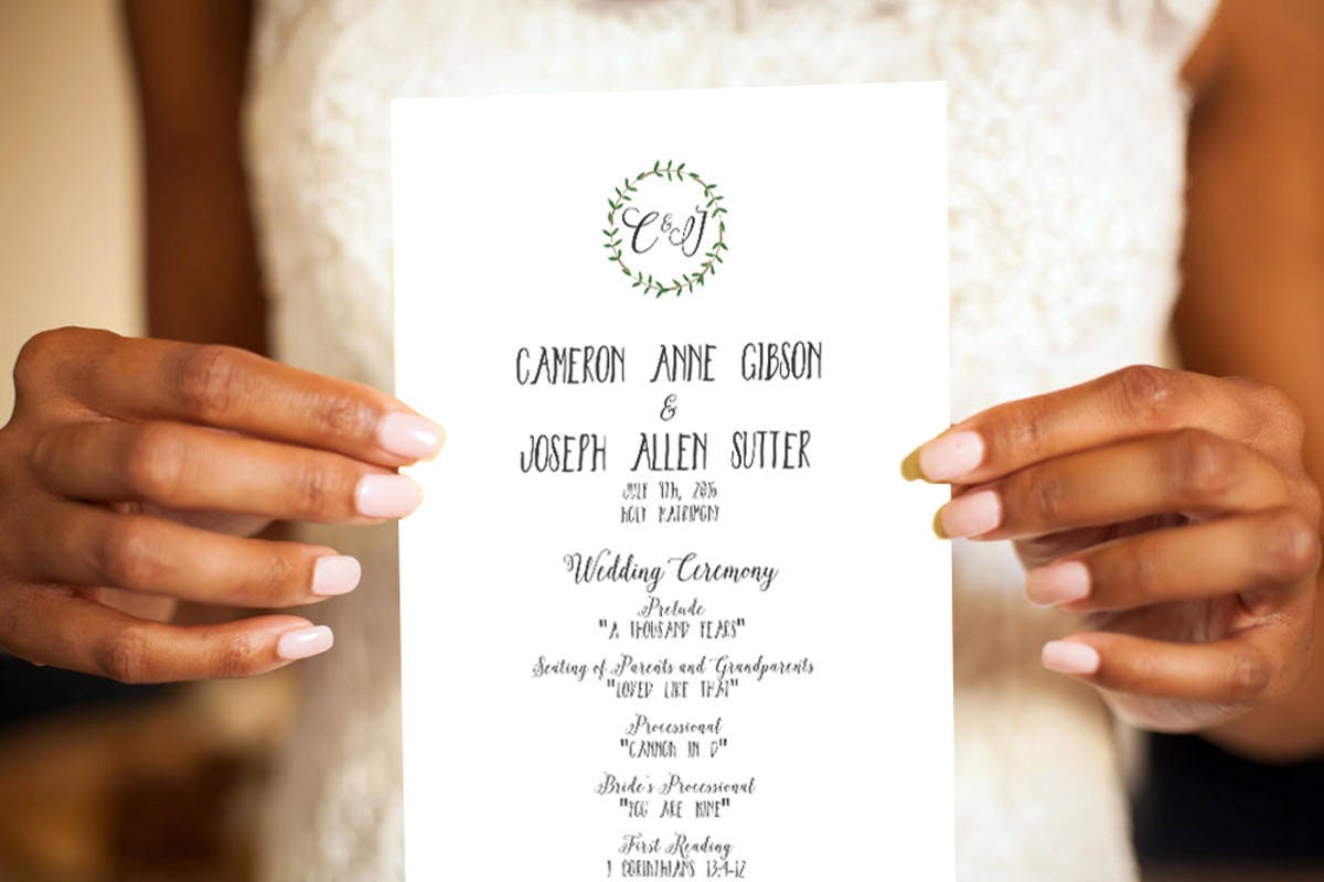 Catholic Wedding Program Printable Wedding Program Rustic | Etsy