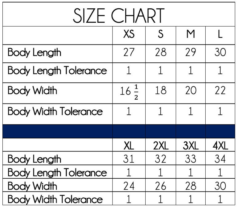 North Pole Trading Company Size Chart