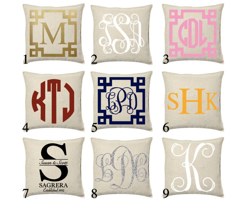 Monogram Pillow Cover 18 x 18 Pillow Cover Custom Monogram Etsy