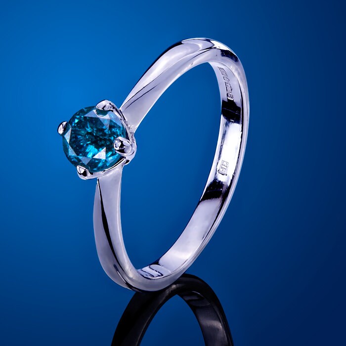 Solid Rings Blue Solid 950 Platinum & Blue Diamond Ring Solid 950 Platinum and - Etsy