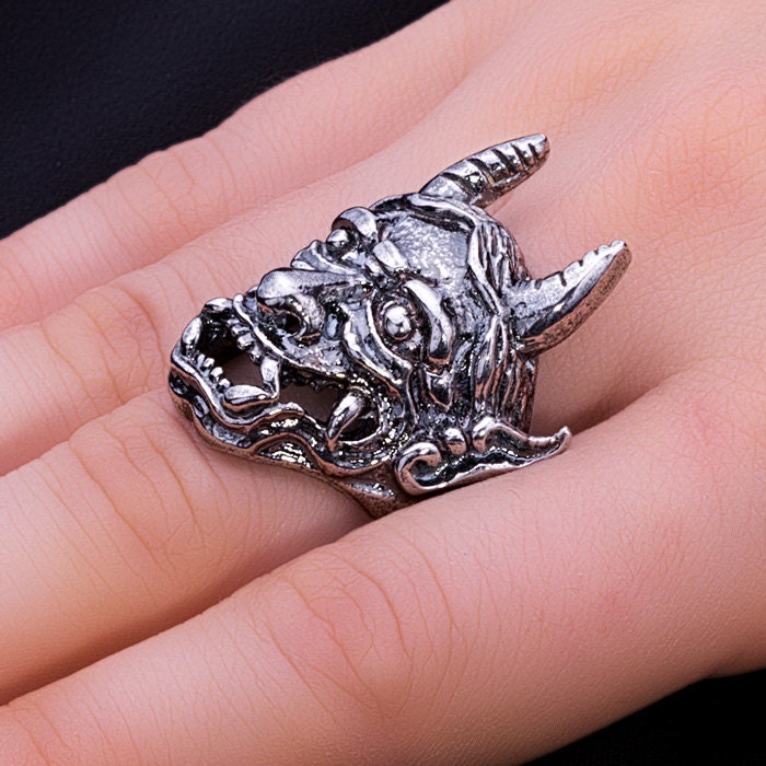 Massive Daemon Devil Satan Ring Solid 925 Sterling Silver Etsy