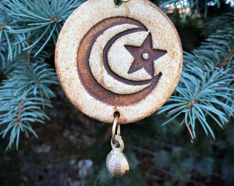 Ceramic Moon and Star Ornament