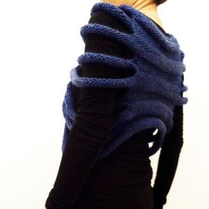 Knitting PATTERN London Ribbed Capelet/Winter Shrug/ Chunky Knit Vest/Handmade Cozy Blue Wrap image 3