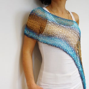 Knitting PATTERN- Cornwall Wrap/ Asymmetrical Loose Knit Summer Poncho/Boho Beach CoverUp/ Hand Knit Cape