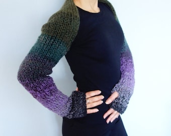 Knitting PATTERN - Hortensia Shrug/ Ombre Shoulders Cover-up/Convertible Chunky Scarf