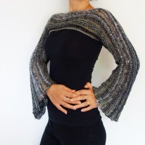 Knitting PATTERN - Cropped Bohemian Top/ Boho Knit Shrug/ Over-Bust Short Sweater/ Large Bell Sleeves Knitwear