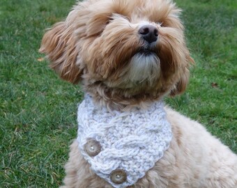 PDF Knitting PATTERN - Cable Dog Cowl /Snood/Neckwarmer/Chunky Scarf/ Bandana/Cat Pet Bib Clothing/Canine Diy Accessories