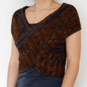 Crochet PATTERN - Oxide Crossed Shrug/Ribbed Cross Vest/Wrapped Around Shrug/ V Neck Wrap Top