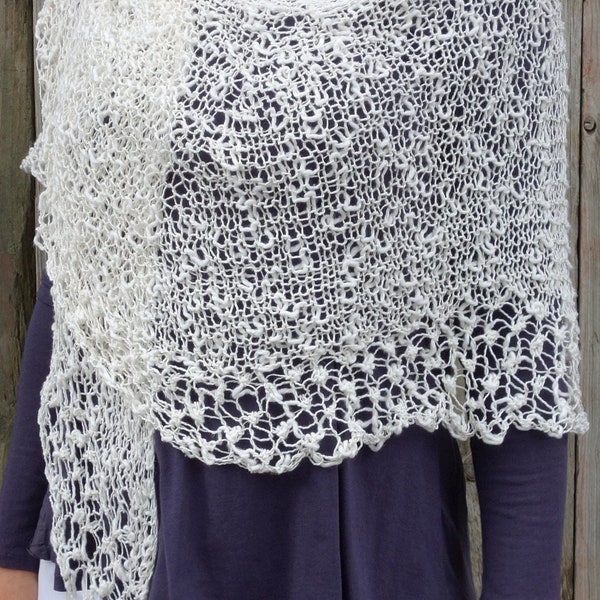 Knitting PATTERN - Sissinghurst Shawl/ See-through Shoulders Coverup/Oversized Loose Boho Knit Wrap/Laced Bridal Wedding Cape/Bolero