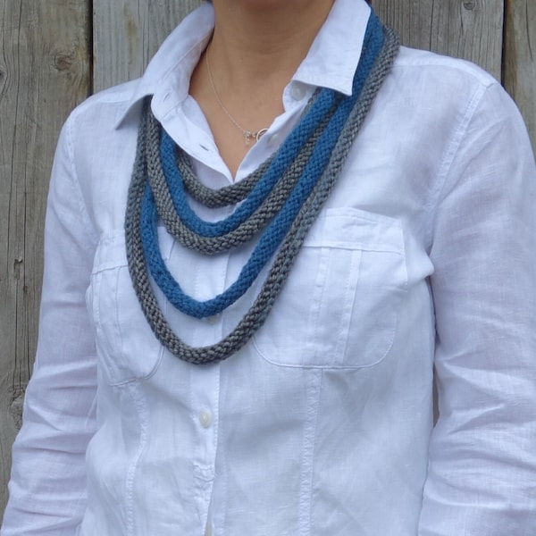 Knitting PATTERN - Multi-strand Chunky Necklace/ Statement Silk Necklace/Non-Allergenic Textile Jewellery