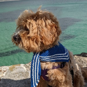 PDF Knitting PATTERN - Dog  Sailor Scarf/ Pet Neckwarmer/Dog Fashion/Stripe Bandana/Cat Pet Bib Clothing/Canine Diy Accessories