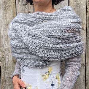 Knitting PATTERN - Honeycomb Shrug/ Convertible Scarf with Sleeves/ Wrap Around Sweater Scarf/ Lace Shoulders Cover-up