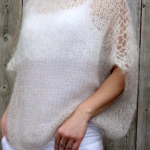 Knitting PATTERN - Latte Sweater/ Loose Knit Mohair Top/ Two Tones Tube Coverup/ Oversized Jumper