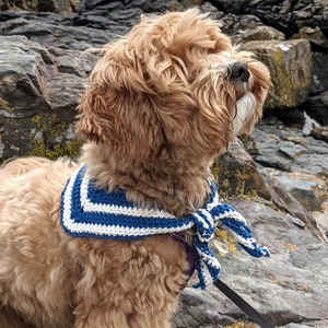 PDF File Crochet PATTERN - Dog  Sailor Scarf/ Pet Neckwarmer/Dog Fashion/Stripe Bandana/Cat Pet Bib Clothing/Canine Diy Accessories