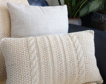 Knitted Cable Pillow Cover and Blanket PATTERN: Beginner Home Decor (PDF Download)