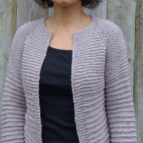 MOTIF de tricot - cardigan uni/haussement d'épaules en grosses mailles/cardi Ridge/veste courte