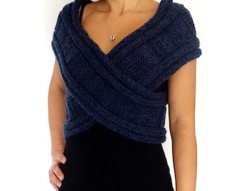 Knitting PATTERN- Criss Crossed Top/Cross Shrug/Ribbed Wrap V Neck Vest