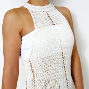 Knitting PATTERN - Laced Tank Top/ Asymmetrical Summer Cotton Bralette/Longer Back Shorter Front Halter