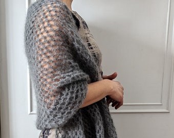 Crochet PATTERN - Mermaid Shawl/ Mohair Mesh Coverup/Bridal Wedding Cape/Rowan Kidsilk Haze Wrap