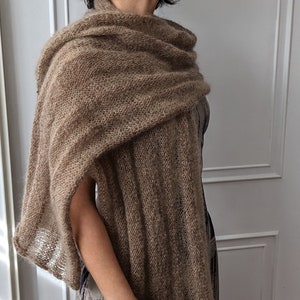 PATRÓN de tejido - Chal Dunes/ Capa para cubrir hombros/ Capa de punto suelto/ Capa nupcial/ Bufanda de mohair