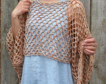 Crochet PATTERN- Lelant Top/ Rustic Shoulders Coverup/See-through Boho Shrug/Mykonos Shrug Inspired/ Cropped Sweater