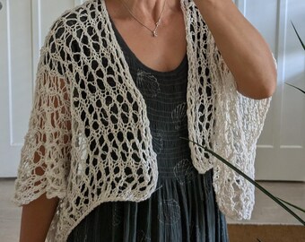 Knitting PATTERN- Truro Cardi, Open Knit Summer Cardigan, DIY Hand Knit Laced Shrug