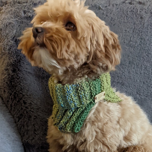 PDF modèle de tricot - col ouvert sur le côté/tour de cou pour chien/tour de cou/écharpe épaisse/bandana/bavoir pour animal de compagnie chat vêtements/accessoires de bricolage canin