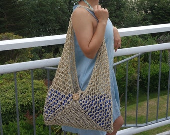 PDF Knit PATTERN - Carbis Beach Summer Boho Bag, Handmade Market Bag- Three sizes Tote/ Carrier/ Purse