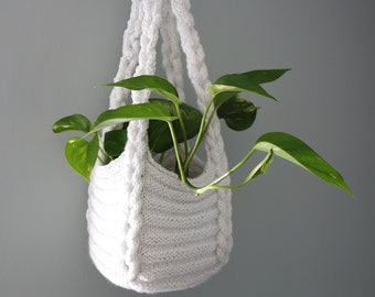 PDF Knitting PATTERN - Braided Plant Pot Hanger/ Macrame Boho Decor/Indoor , Succulents, Trailing Plants Holder