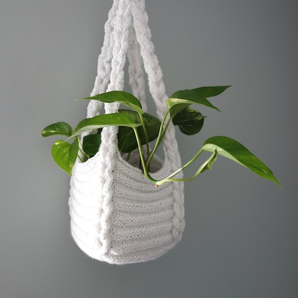 PDF Knitting PATTERN - Braided Plant Pot Hanger/ Macrame Boho Decor/Indoor , Succulents, Trailing Plants Holder