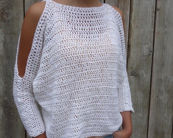 Sweater Crochet PATTERN - Lily of the Valley CropTop/ Modern Rustic Coverup/Open Shoulder Jumper