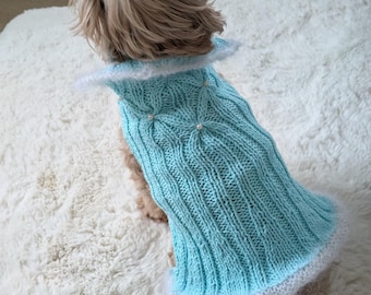 Knit Dog Dress PATTERN: Pearl Christmas Outfit (PDF File Download)