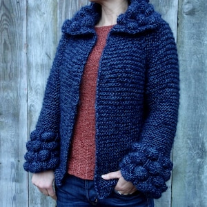 Knitting PATTERN- Verbena Jacket/Bulky Bubble Cardigan/ Hand Knit Coat