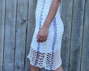 Knitting PATTERN- Shadow Lace Dress/ Ombre CoverUp Dress, Summer Knitwear Fashion