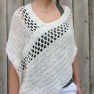 Crochet PATTERN Wavy Poncho Laced Shoulders Cover-up - Etsy