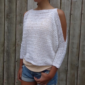 Sweater Crochet PATTERN Lily of the Valley CropTop/ Modern Rustic Coverup/Open Shoulder Jumper image 2